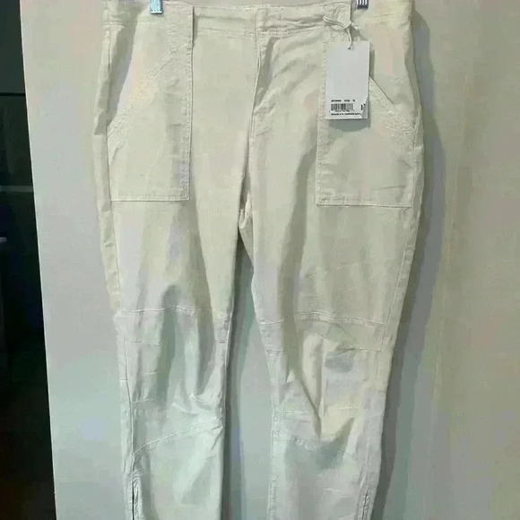 FRAME Banded Bottom Moto Pants Off White Cropped Relaxed Denim Size 33 NWT - Picture 4 of 15